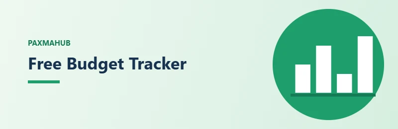 Free Budget Tracker — simple PaxmaHub green illustration of a bar chart