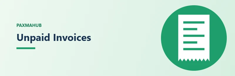 Unpaid Invoices — simple PaxmaHub green illustration of an invoice list with due items